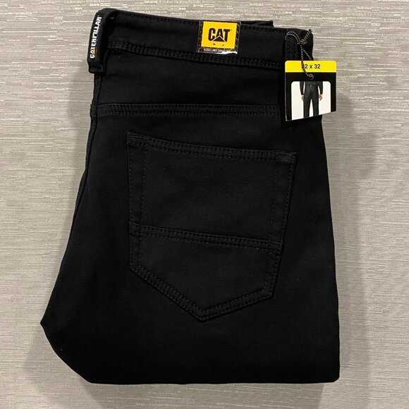 CAT Caterpillar Work Pants Mens 32 x 32 Black Canvas Fleece Lined Insulated - Picture 1 of 12